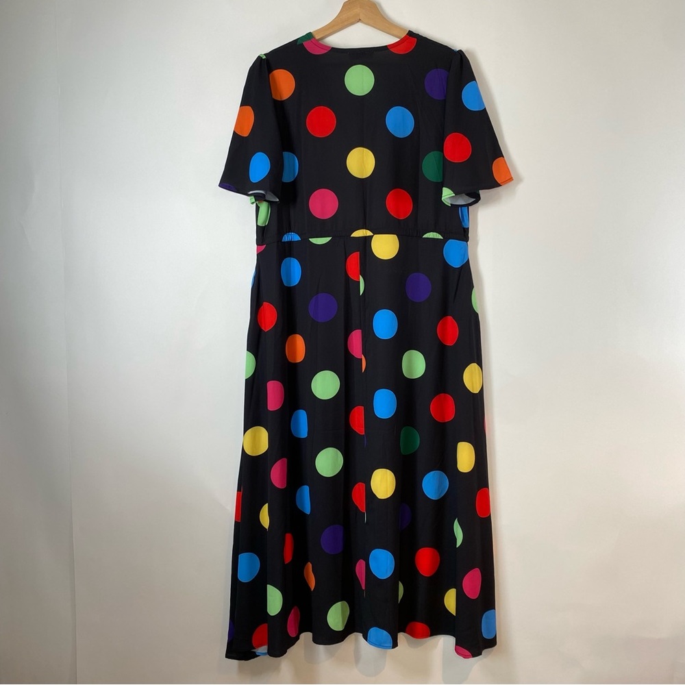 Little Party Dress Colorful Polka Dot Whimsical Maximalist Retro V Neck Size 10 - Picture 8 of 15